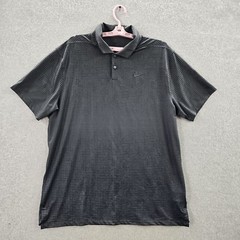 Nike Men Polo L Gray Swoosh Embroidery Geometric Activewear Logo