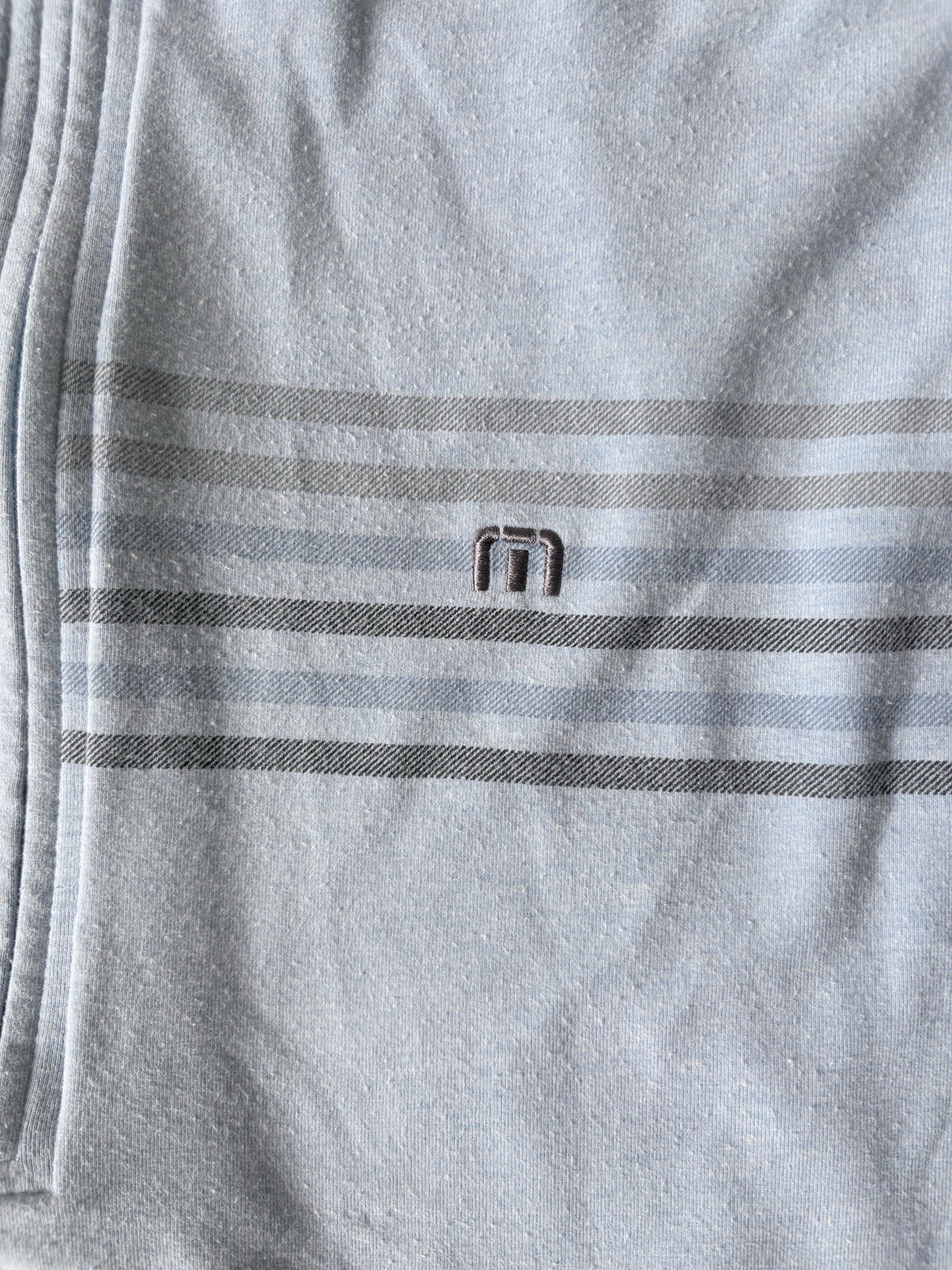 TravisMathew Men's XL Gray Striped 1/4 Zip Mock Neck Pullover Long Sleeve gallery