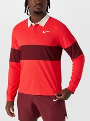 Nike Court Advantage Slam Light Crimson Long Sleeve Polo IB8141-696 Men’s Medium