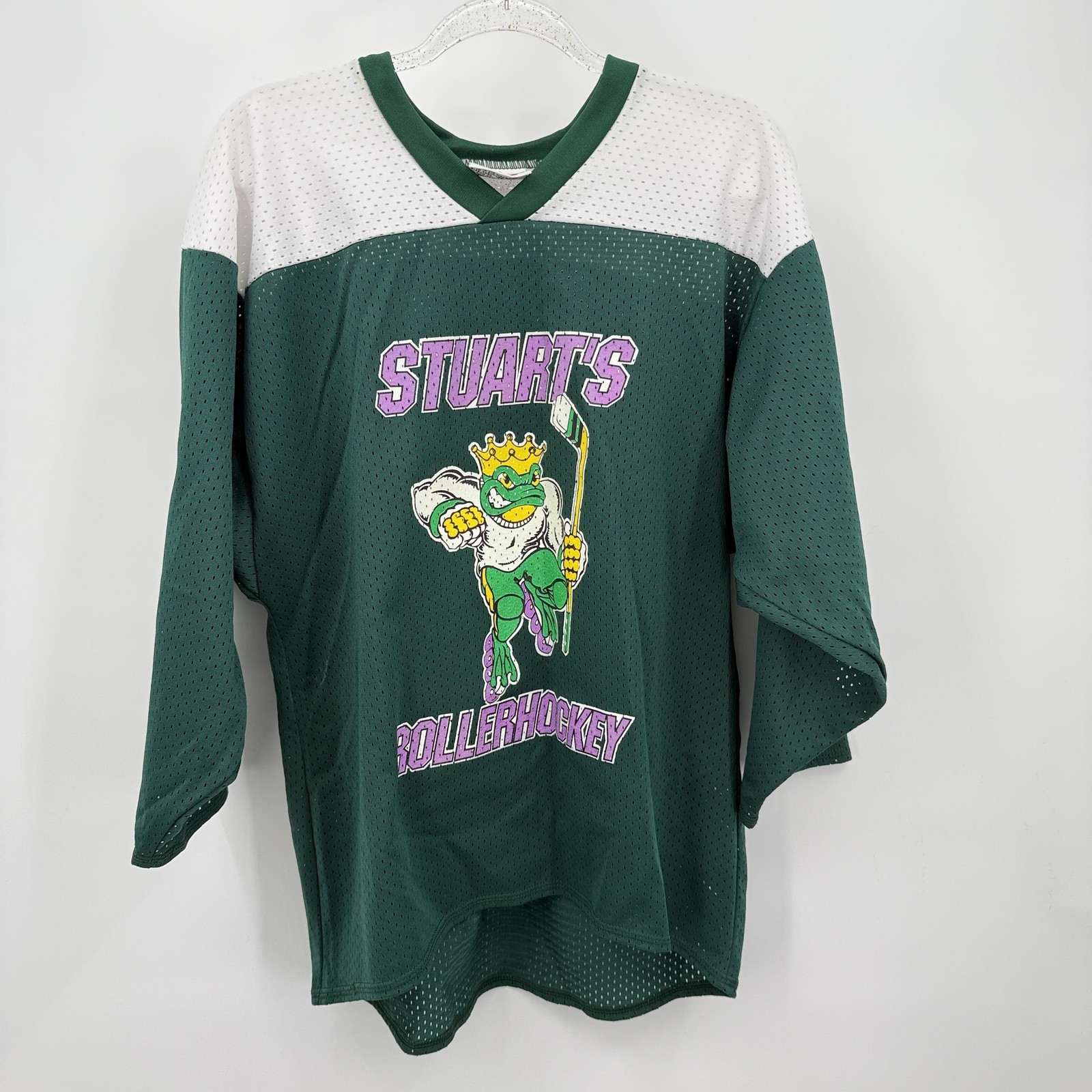 Vintage Stuarts Roller Hockey Jersey Mens Small Bakka Mesh King Frog 90s gallery