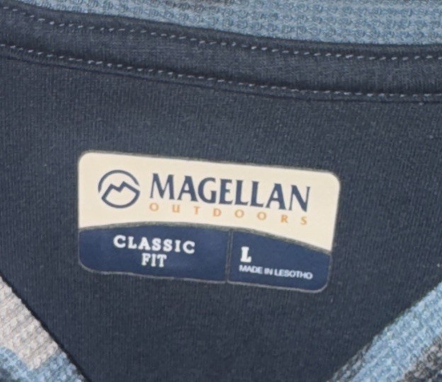 Magellan Outdoors Blue and Gray Camo Long Sleeve Top Size Large gallery