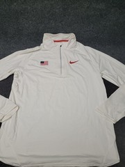Nike Fit Dry Pullover Mens 2XL White 1/4 Zip Long Sleeve USA Flag Athletic