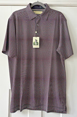 Donald Ross NWT Men’s Medium Polo Shirt Black Cabaret Pink Multi Striped NWT$120