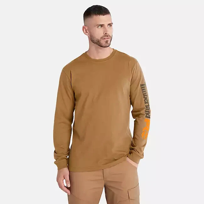 TIMBERLAND PRO BASE PLATE BLENDED L/S SHIRT IN DARK WHEAT SIZE LARGE NEW gallery