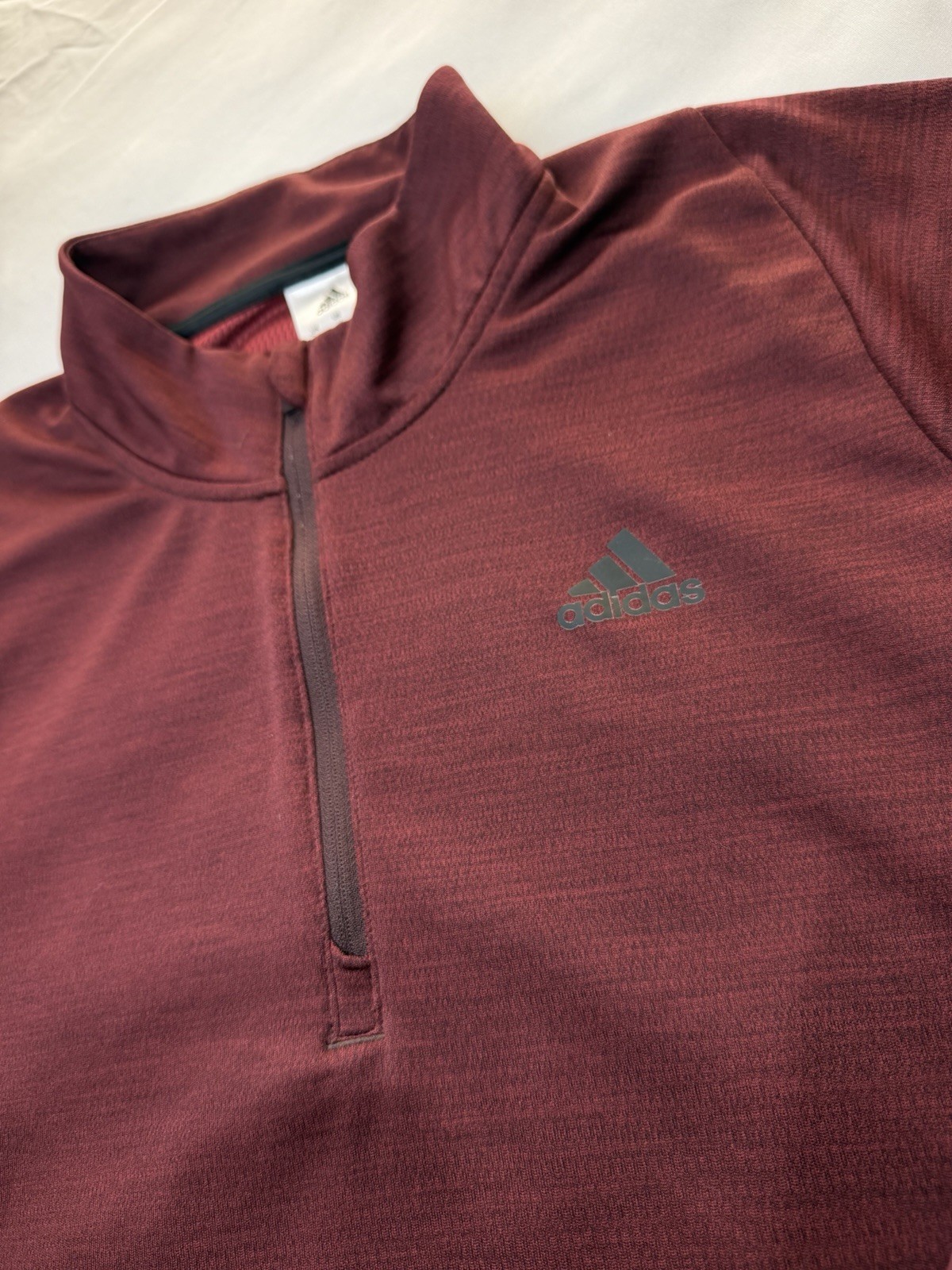 Adidas Men’s M Maroon 1/4 Zip Long Sleeve Pullover Climalite Mock Neck gallery
