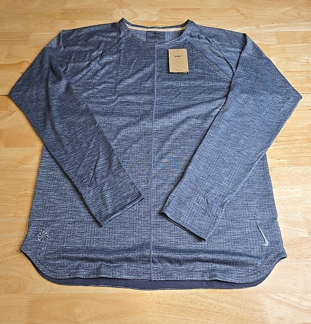 Nike YOGA Dri-Fit Long Sleeve Thunder Blue Knit Stretch FB7775-437 Men Sz Large gallery