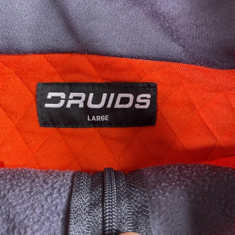 Druids Pullover Mens Large Orange Quilted 1/4 Zip Golf Stretch Raglan Mock Neck gallery