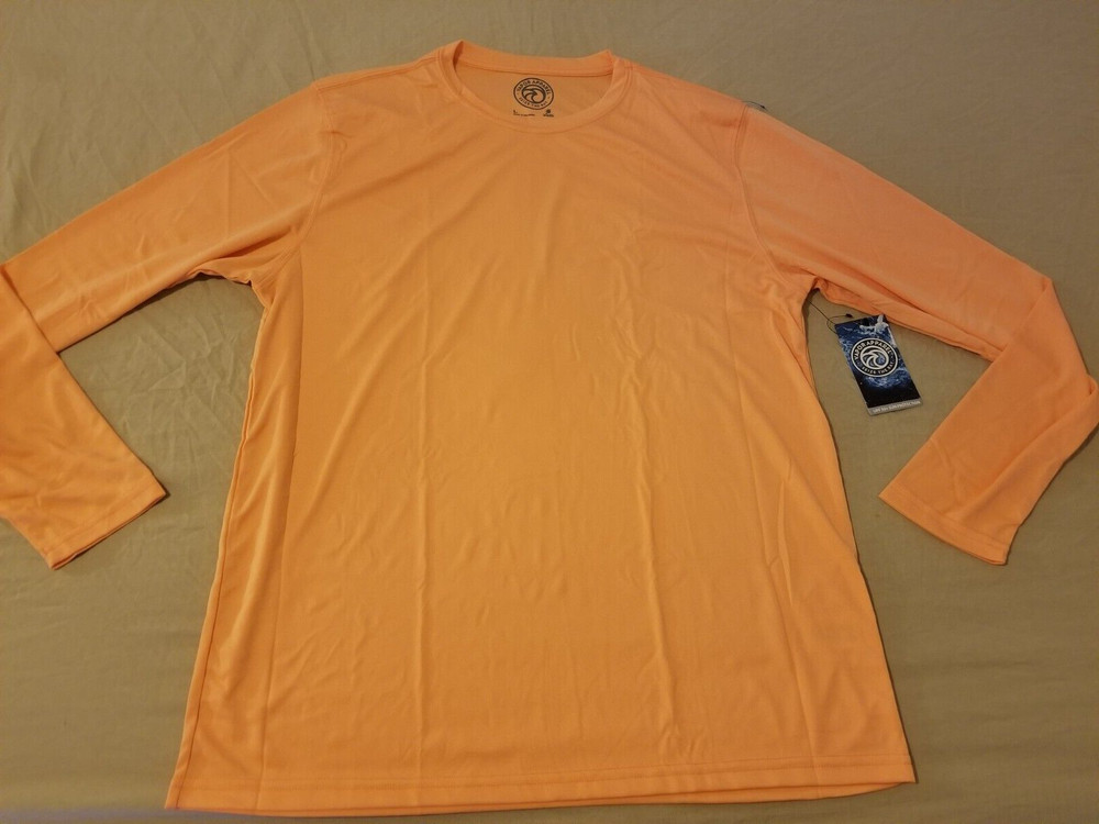 Mens New Vapor Apparel Shirt L Large Orange Athletic Long Sleeve Performance