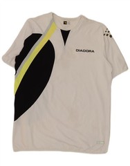 DIADORA Mens T-Shirt Top XL White Colourblock Nylon CJ07