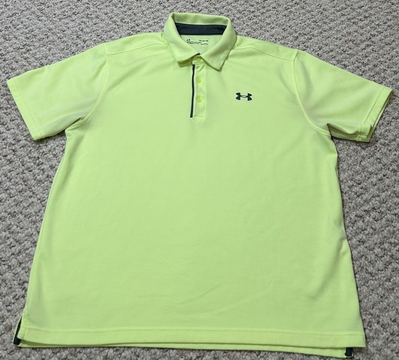 Under Armour Men’s UA Tech Performance Golf Polo Shirt Neon Yellow XL gallery