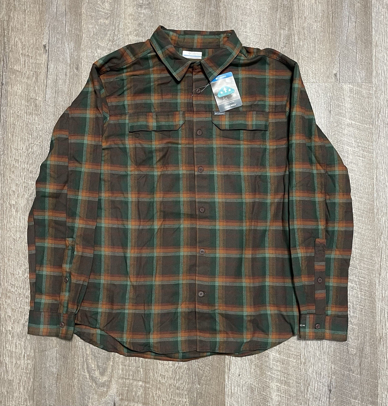 Columbia Flannel Shirt L Silver Ridge LS Plaid Button Up Outdoor Pocket NWT gallery