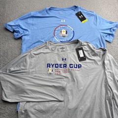 2 (TWO) Bethpage Black 2025 Ryder Cup Shirt Mens XXL Loose L/S Gray Under Armour