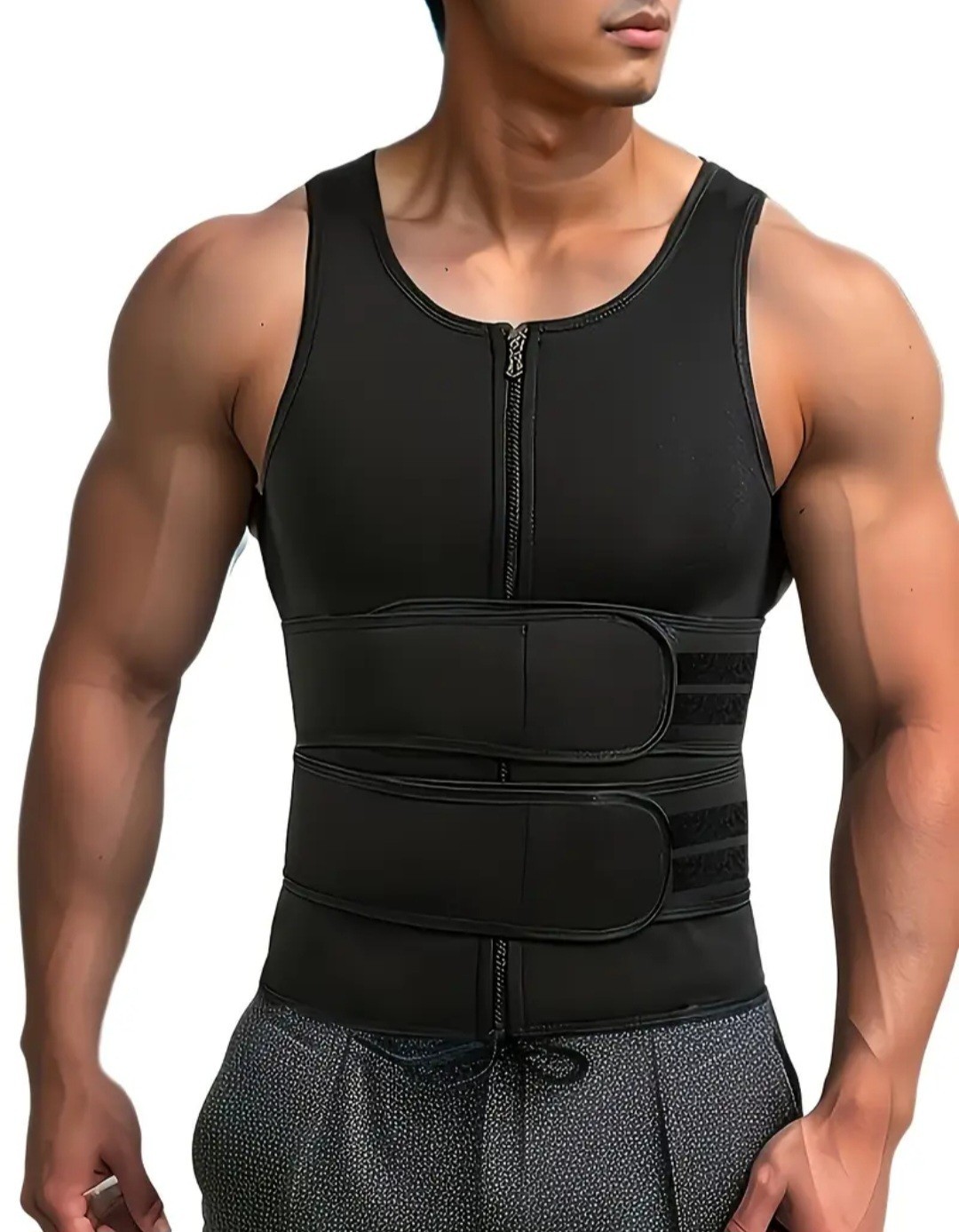Mens Neoprene Slim-fit Workout Tank Top with Dual Adjustable Waist Straps gallery