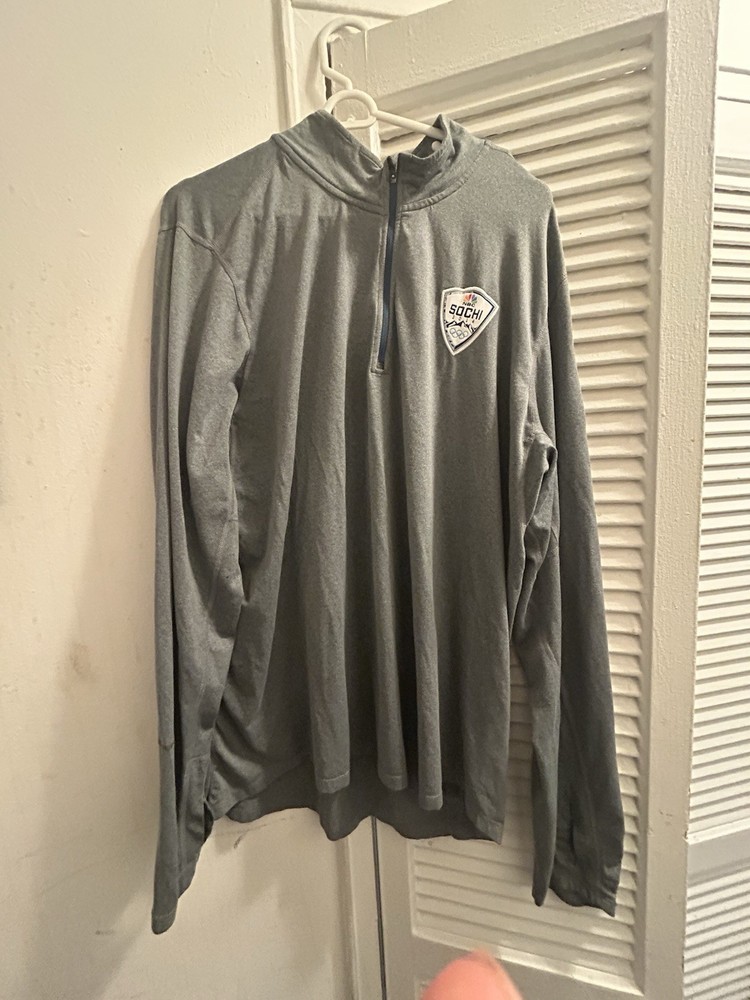 Olympics SOCHI 2014 Nike 1/4 Zip Pullover Men’s Sz L Gray NBC Winter Olympics
