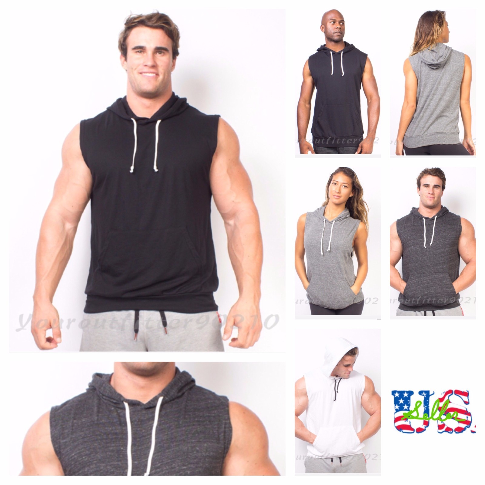 Men's Bodybuilding Tank Top Sleeveless T-Shirts Hoodie Muscle Gym Pullover S-2XL gallery