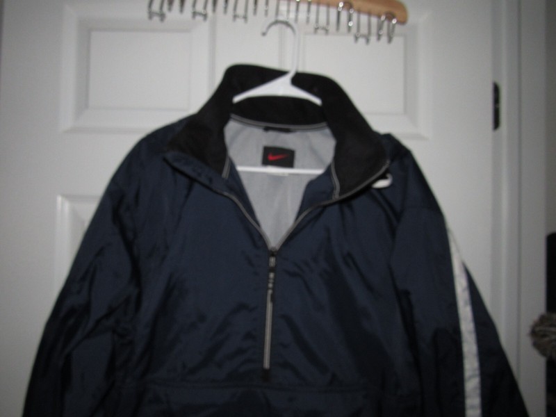 NIKE Golf Wind Rain Jacket Pullover Hooded Lined Toggle Waist Pockets Blue LARGE gallery