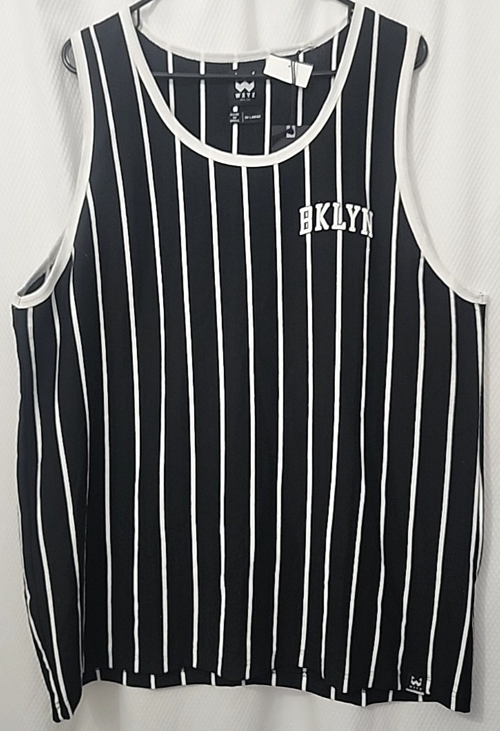 WXYZ Brooklyn New York BKLYN Mens Tank Top Size 2XL Black W White Stripe NWT gallery