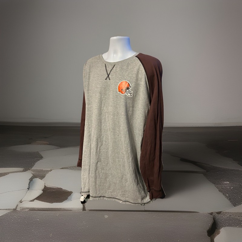 Cleveland Browns Long Sleeve Pullover Shirt Men 5XL Gray Brown Fanatics Helmet gallery