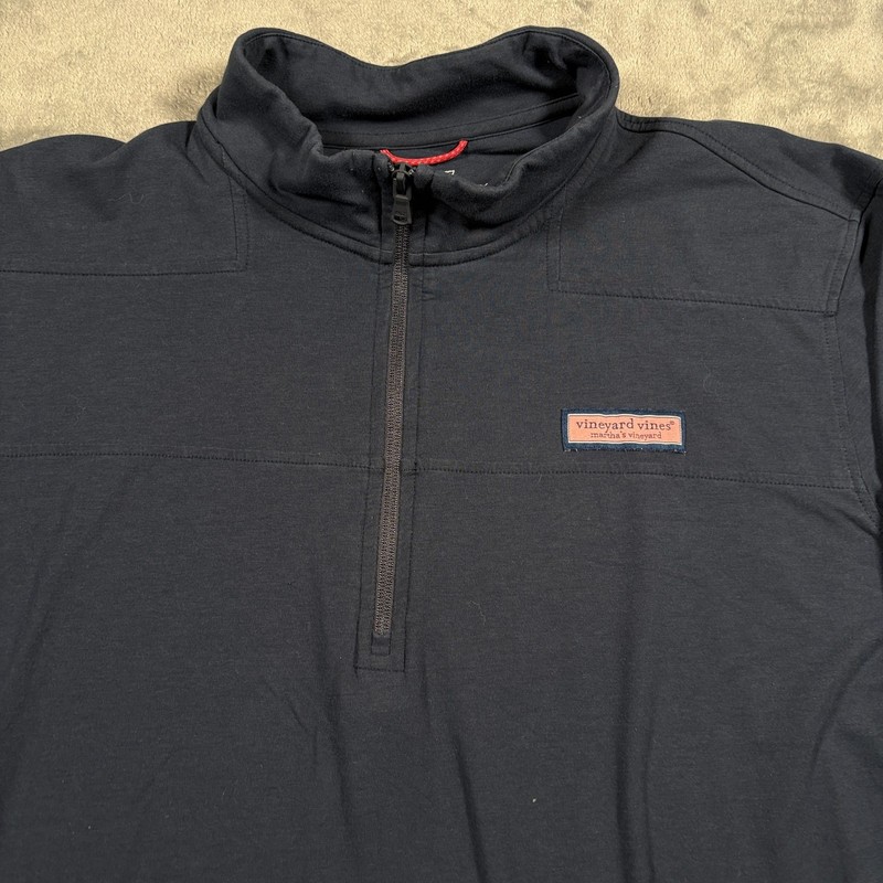 Vineyard Vines Edgartown Shirt Mens XL Black Pima Cotton Stretch Quarter Zip gallery