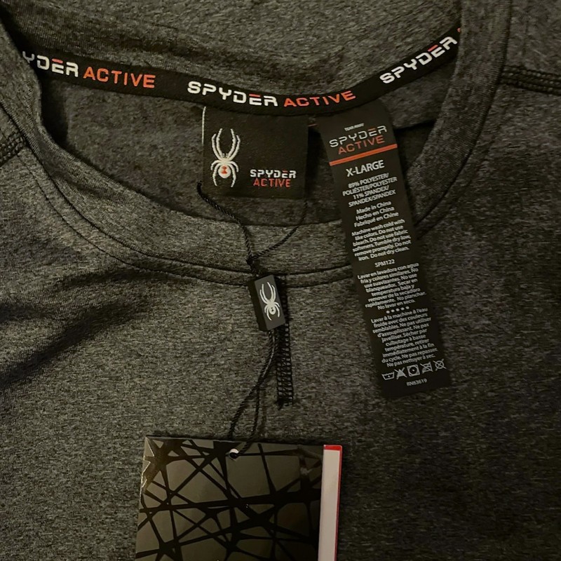 NWT Spyder Active ProWEB Lng Slv Dark Gray Heather / Black Shirt Size XL SPM122D gallery