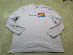 Hurley Men’s XL Long Sleeve Performance Shirt Gray Sun Graphic Rash Guard Surf