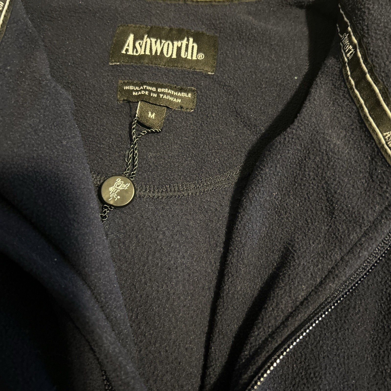 Ashworth Weather Systems Quarter Zip Fleece Pullover Men's Med Blue Golf gallery