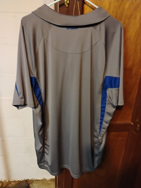 XXL gray and blue vinted boombah brand shirt With blue vinted XXLwith emblem on gallery