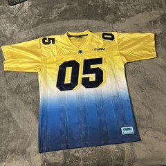 Vintage FUBU Shirt Mens Large Yellow Blue 05 Football Jersey FUBU Sport 2000s