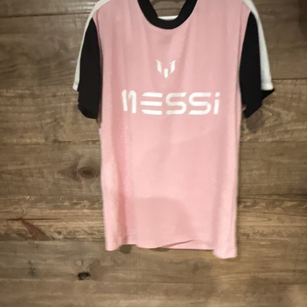 Men's Lionel Messi Graphic Print Soccer Jersey T-Shirt, Pink/Black, L