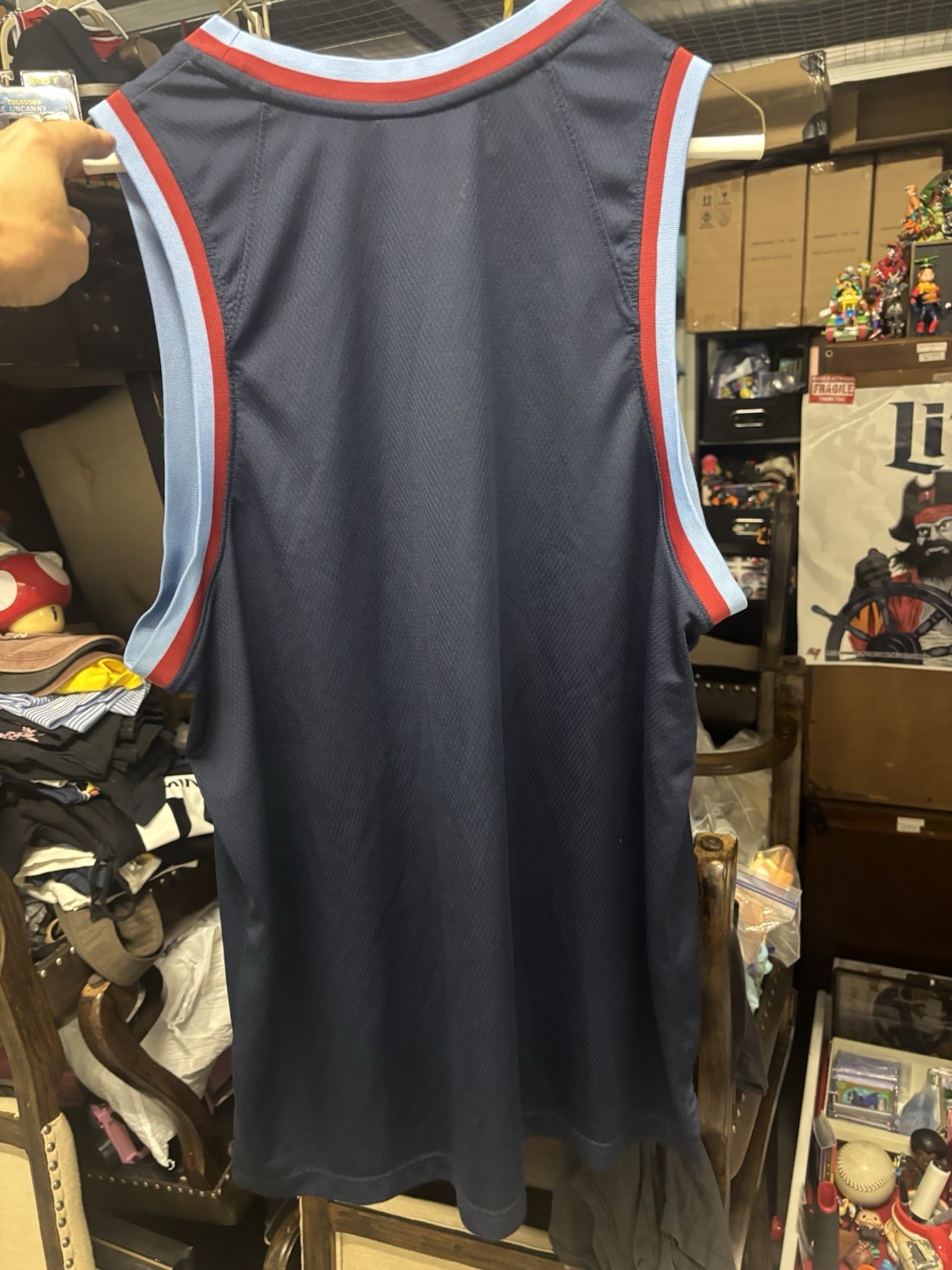 Nike Dri-fit Jersey Tank Top Dark Blue Mens XL Red Light Blue Accent gallery