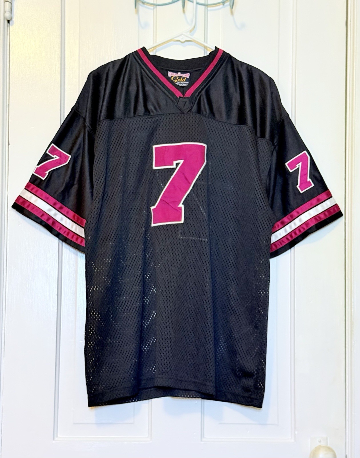 Championship Gold Number 7 Black & Red Mens Jersey Large gallery