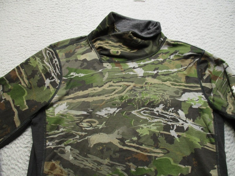 Under Armour Shirt Mens M Green Camo Long Sleeve Mock Neck Base Layer Hunting gallery