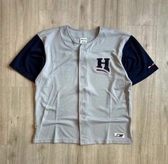 Vintage Tommy Hilfiger Athletics Baseball Jersey Men’s L Grey Embroidered Y2K