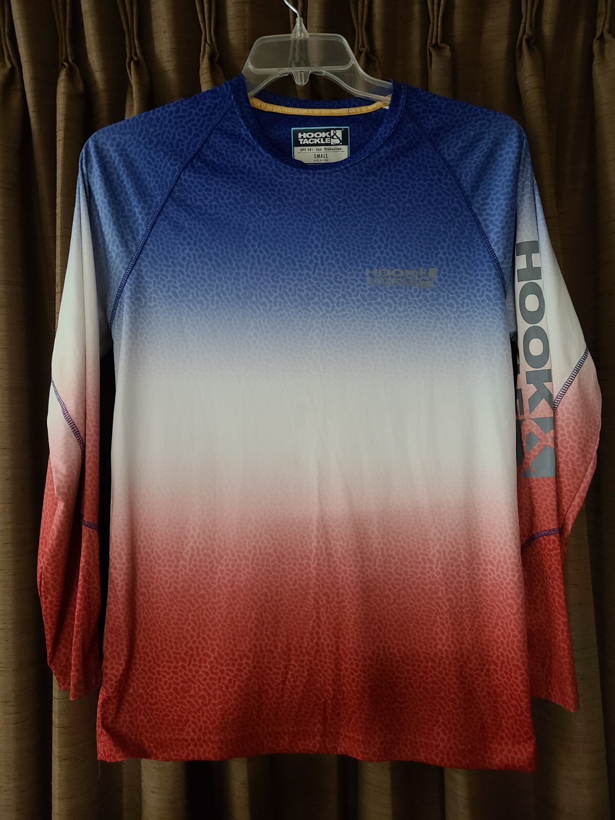 Hook & Tackle UPF/SPF 50+ Red, White & Blue Shirt, Oversize Men's Small, New gallery