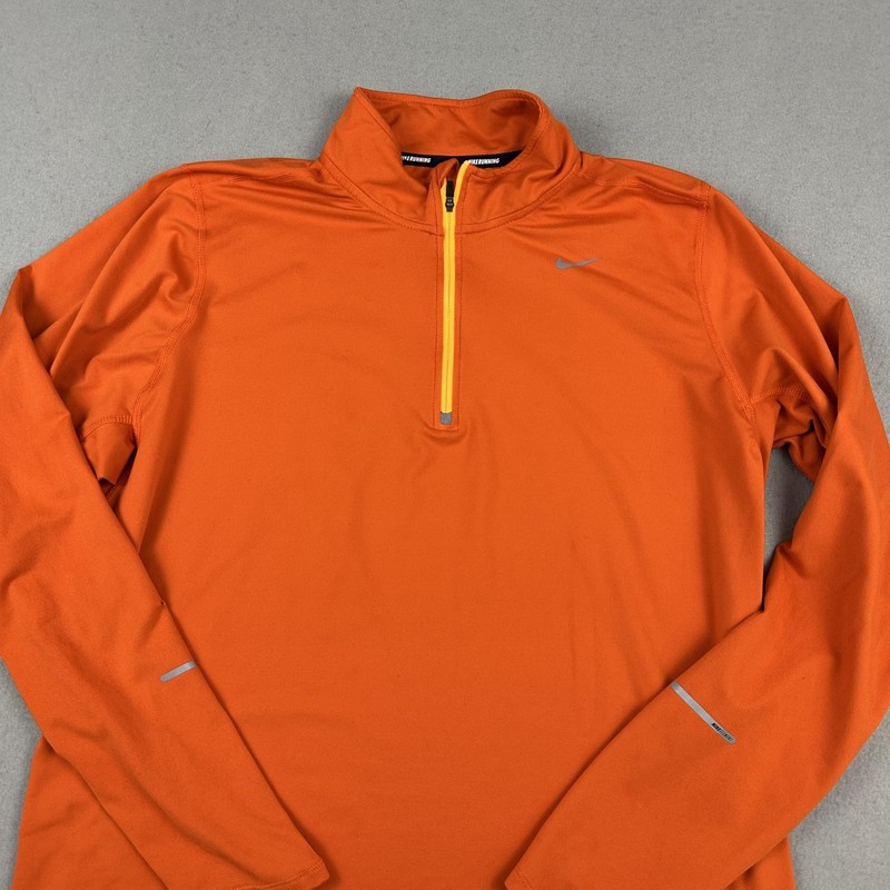 Nike Dri-FIT Element Pullover Men Large Orange Running Half Zip Long Sleeve L gallery
