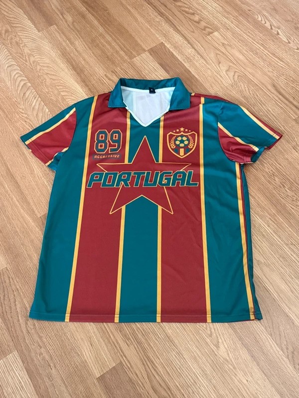 Romwe men’s XXL size US 44 Portugal star and stripes soccer polo gallery