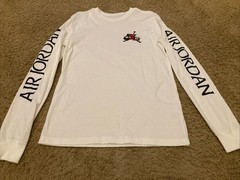 Jordan x Nike Hybrid Logo Long Sleeve Shirt Sz M White Black Jumpman Air Max