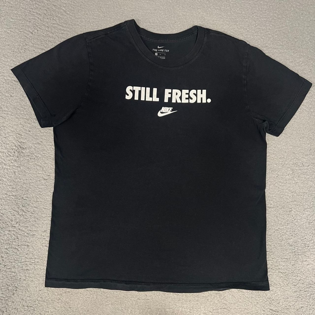 The Nike Tee Sportswear Still Fresh T Shirt Men's Size M Black Center Swoosh Tee gallery