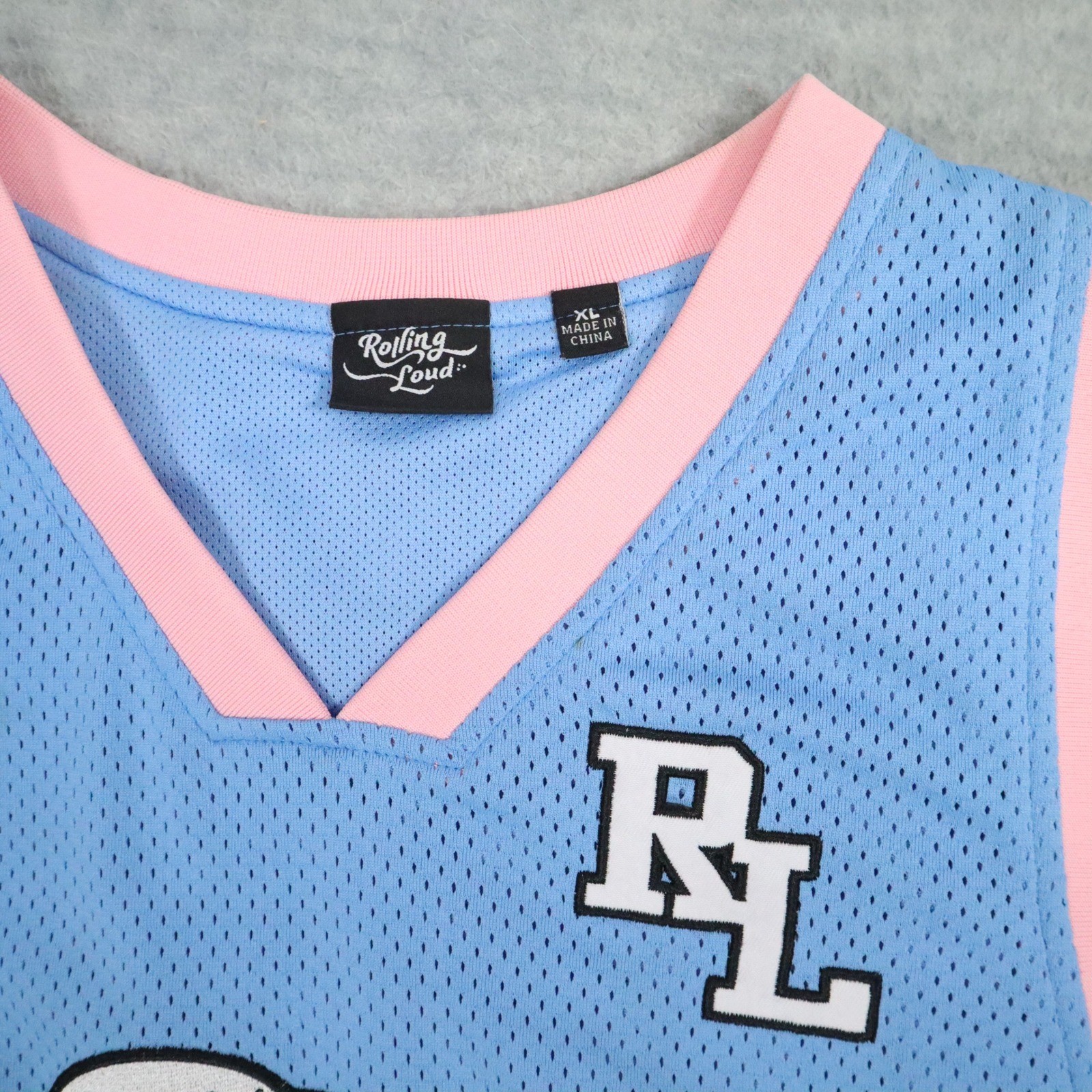Rolling Loud Miami 22 Basketball Jersey Mens XL Blue Pink Mesh Hip Hop Festival gallery