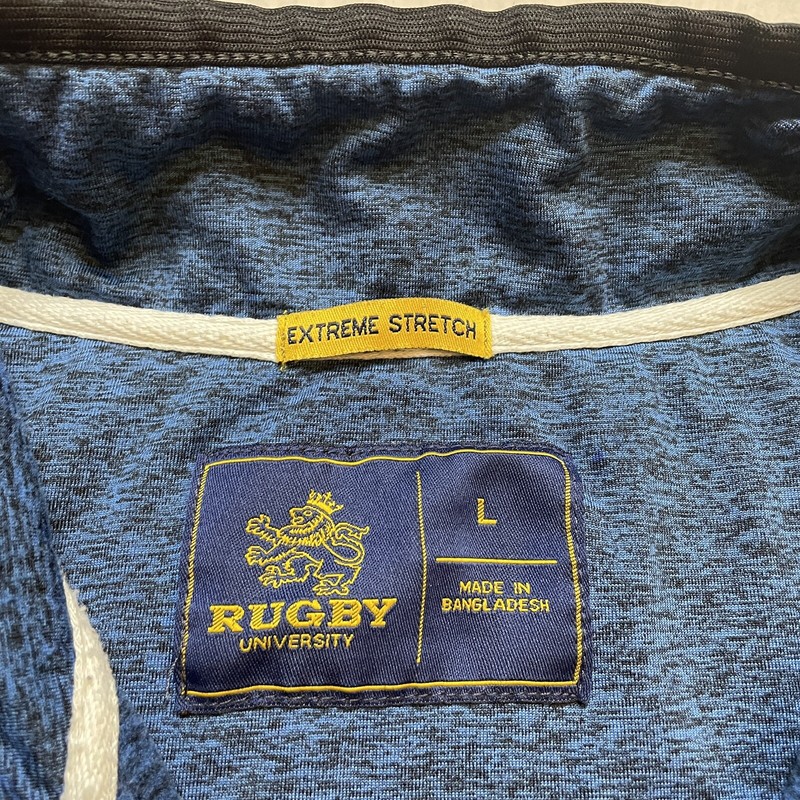 Rugby University Pullover 1/4 Zip Mens Large Long Sleeve Blue Embroidered Crest gallery