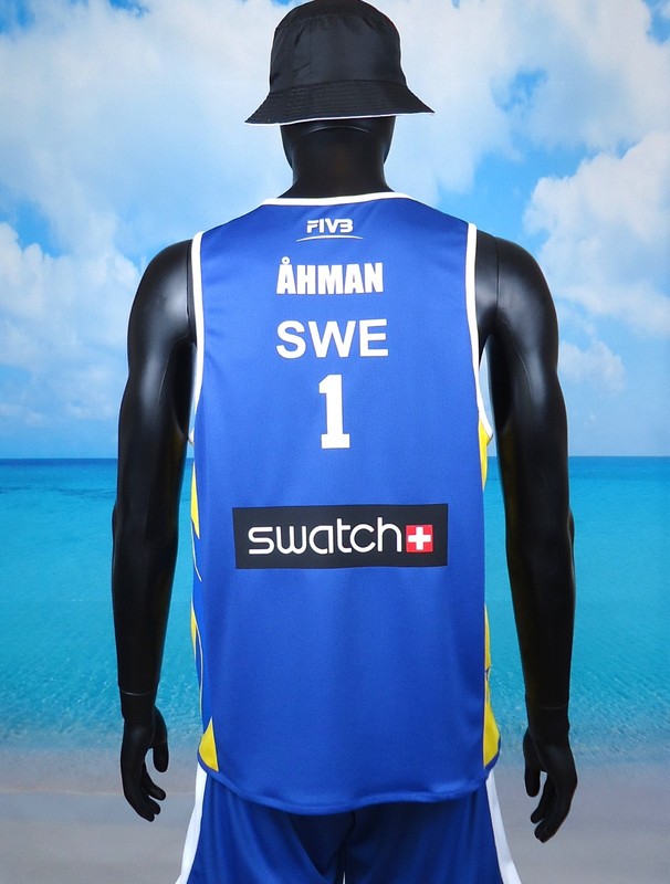 Beach Volleyball Jersey ÅHMAN/HELLVIG Blue/Yellow Size S, M, L, XL, 2XL New gallery