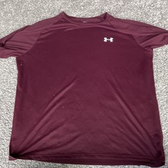 Under Armour Men’s LG Burgundy HeatGear The Tech Tee Loose Poly Crew Logo SS