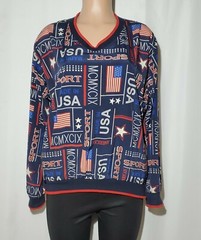 US Flag Stars Sport All Over Print M Mens Vintage Pullover TAIL