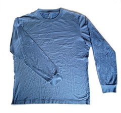 Male Uni QLO Crew Neck Long Sleeve Polyester Active Blue Top Size L