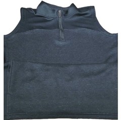 OAKLEY-Black/Gray Stripe Jersey Poly, Mens 1/3.Zip, Athletic Pullover Vest-(L)