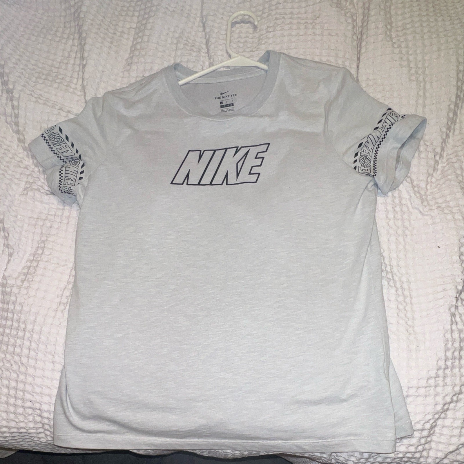 Nike The Nike Tee Dri-FIT White Graphic Logo Crew Neck Short Sleeve T-Shirt L gallery