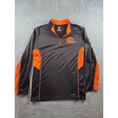 Majestic Cleveland Browns Quarter Zip Mens M Fit S Brown Orange Cool Base *Read