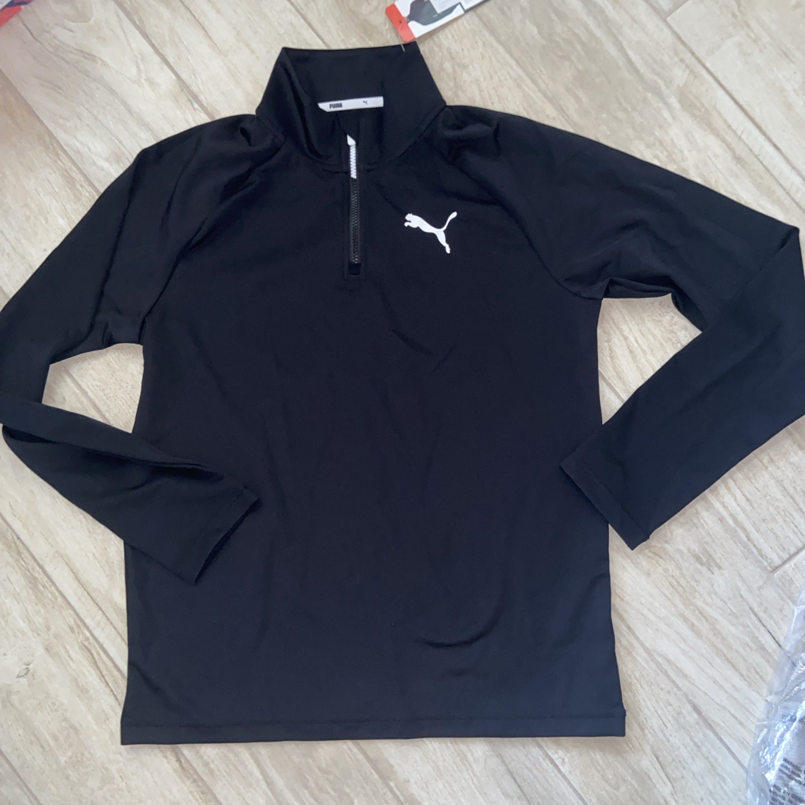 Puma Mens Quarter Zip Up Jacket Mock Neck Long Sleeve Pullover Black Medium New gallery