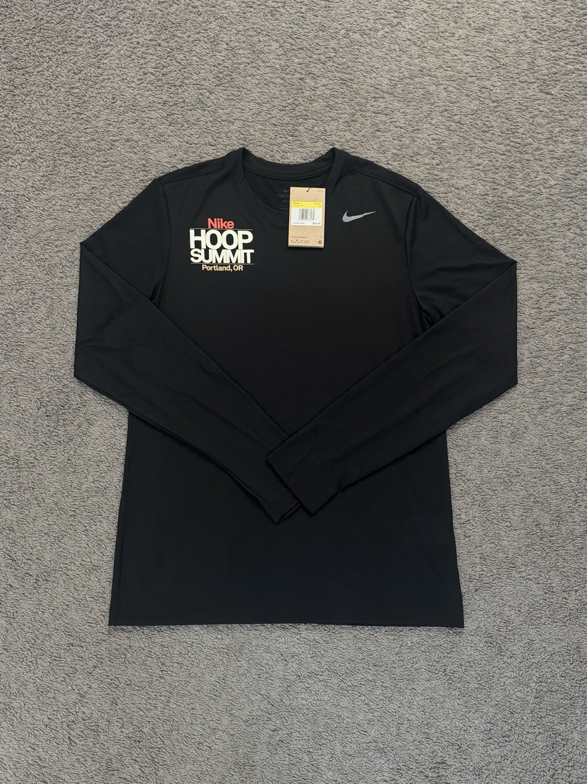 Nike Hoop Summit Rare Black Tee Mens Adult's Long Sleeve Size Small NWT gallery