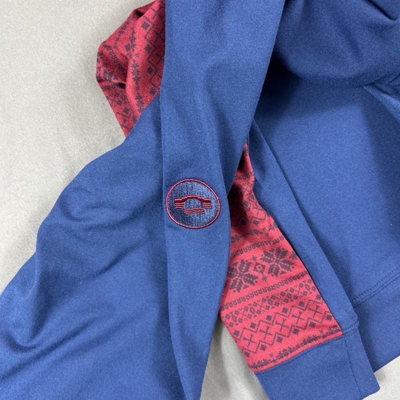 Holderness & Bourne Golf Pullover Sleeve Logo 1/4 Zip Medium Blue Red MSRP $125 gallery